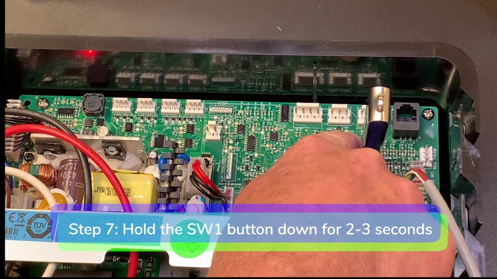 Step 7 Hold the SW1 button down-