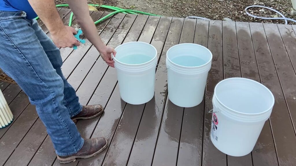 Step 1. Fill buckets with water-